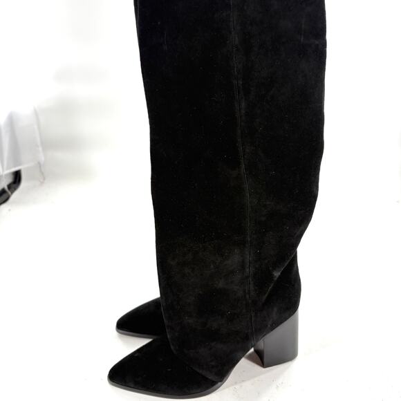 Nine West Chicke Knee High Boots 9.5 Black Suede NWOT Heel Tall Academia Prep - Picture 5 of 10